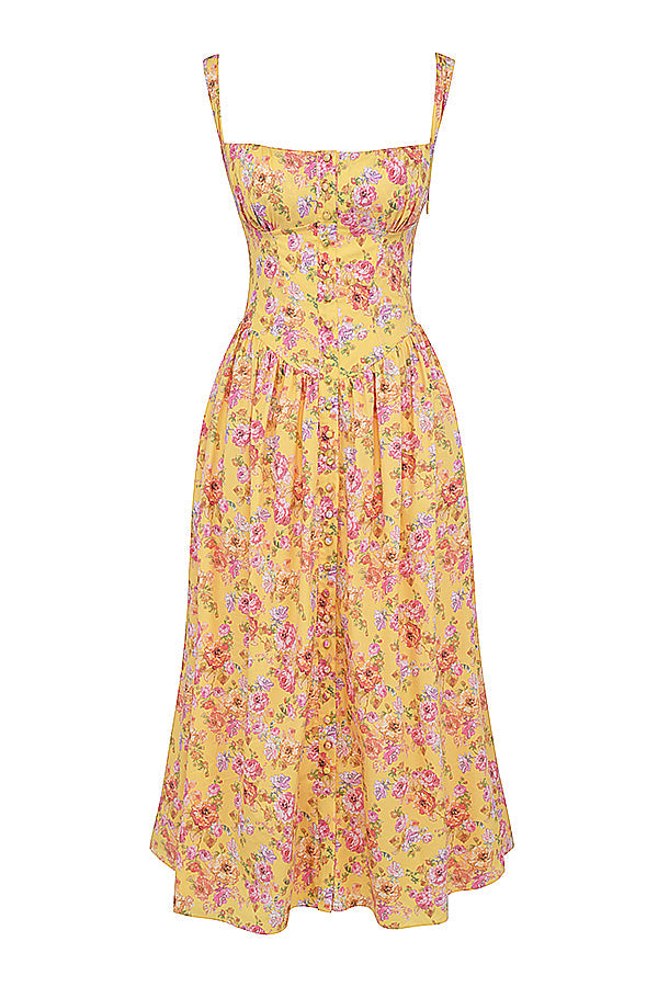 Jo | Zomerse Bloemen Midi Zonnejurk