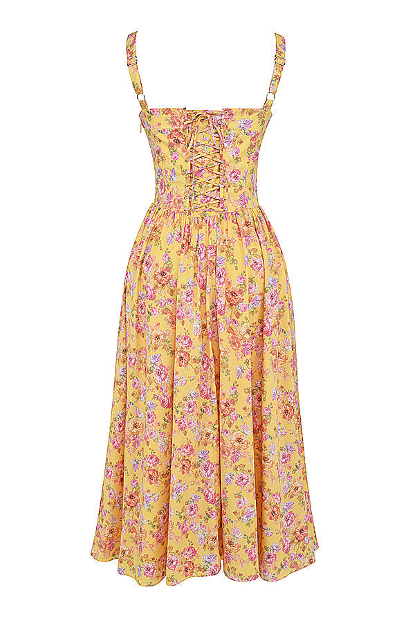 Jo | Zomerse Bloemen Midi Zonnejurk