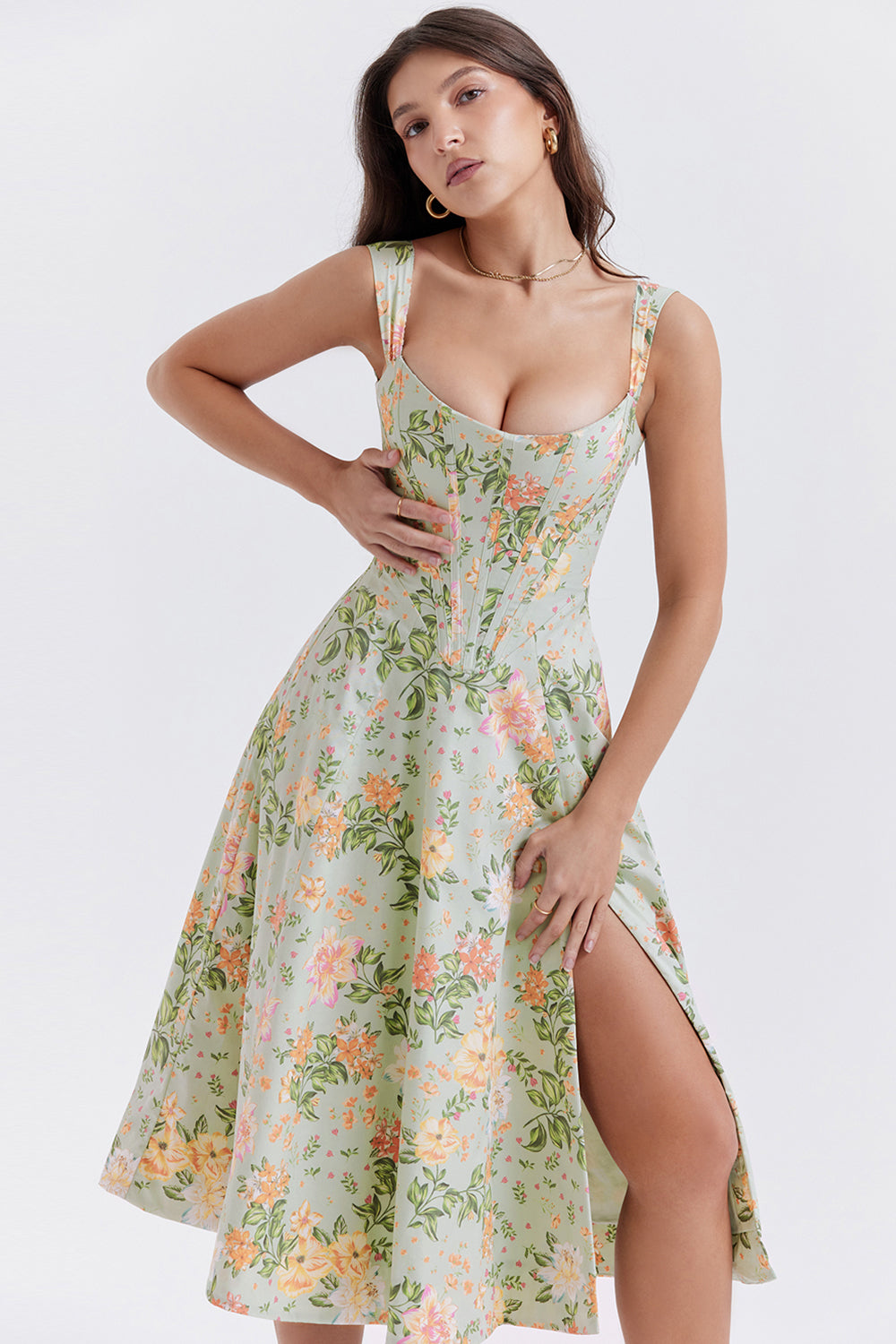 Jo | Zomerse Bloemen Midi Zonnejurk