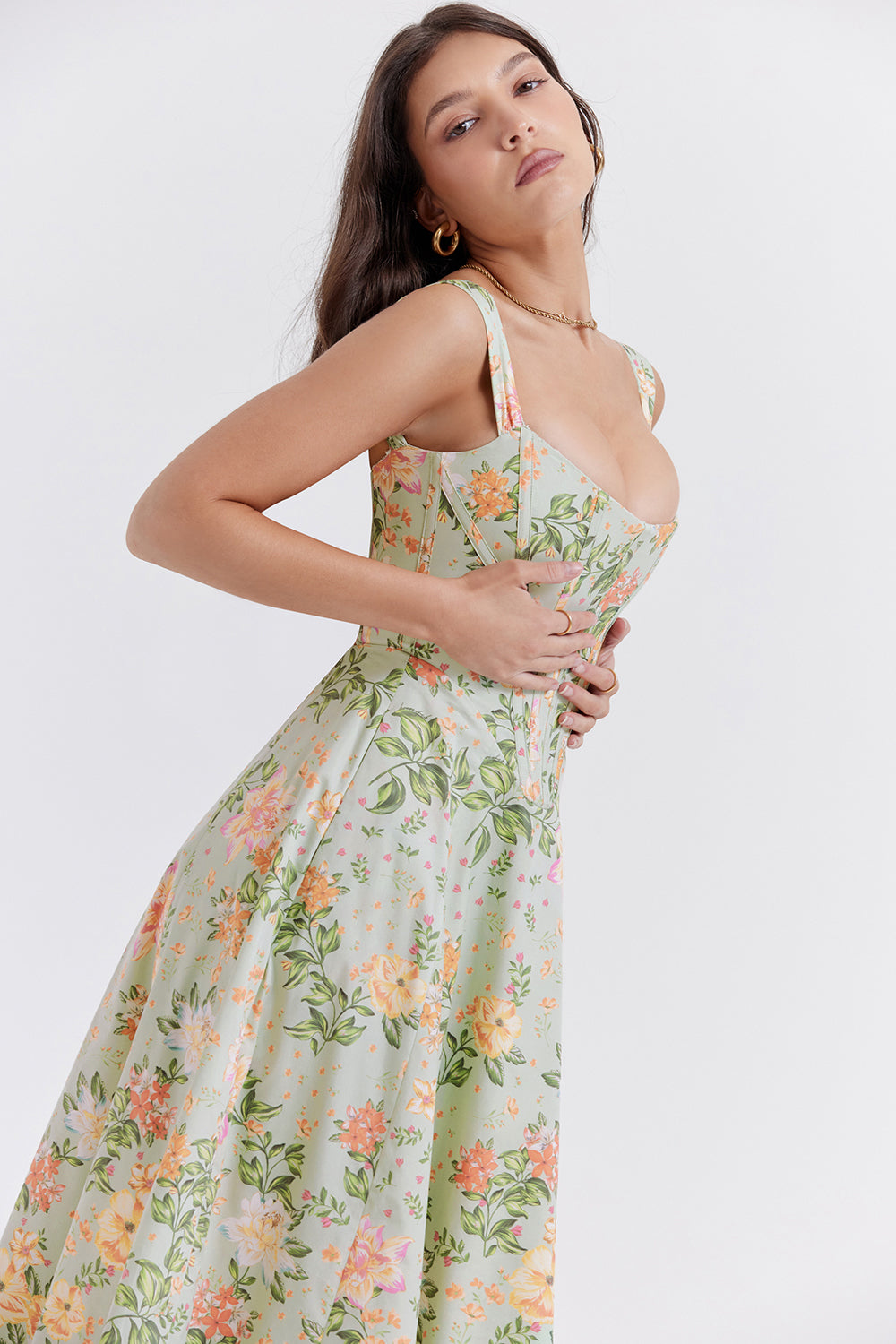 Jo | Zomerse Bloemen Midi Zonnejurk