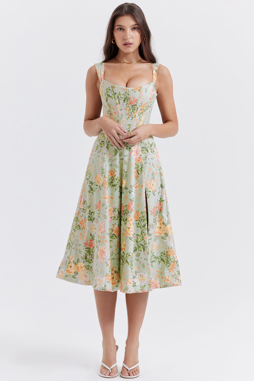 Jo | Zomerse Bloemen Midi Zonnejurk