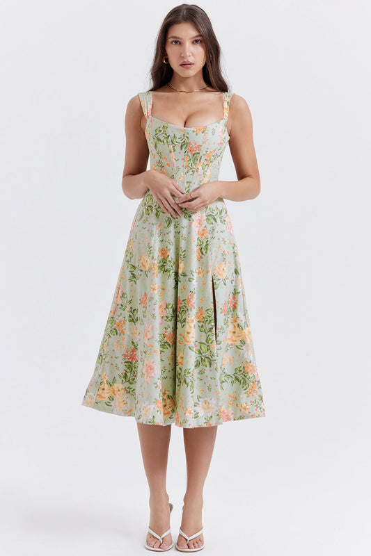 Jo | Zomerse Bloemen Midi Zonnejurk