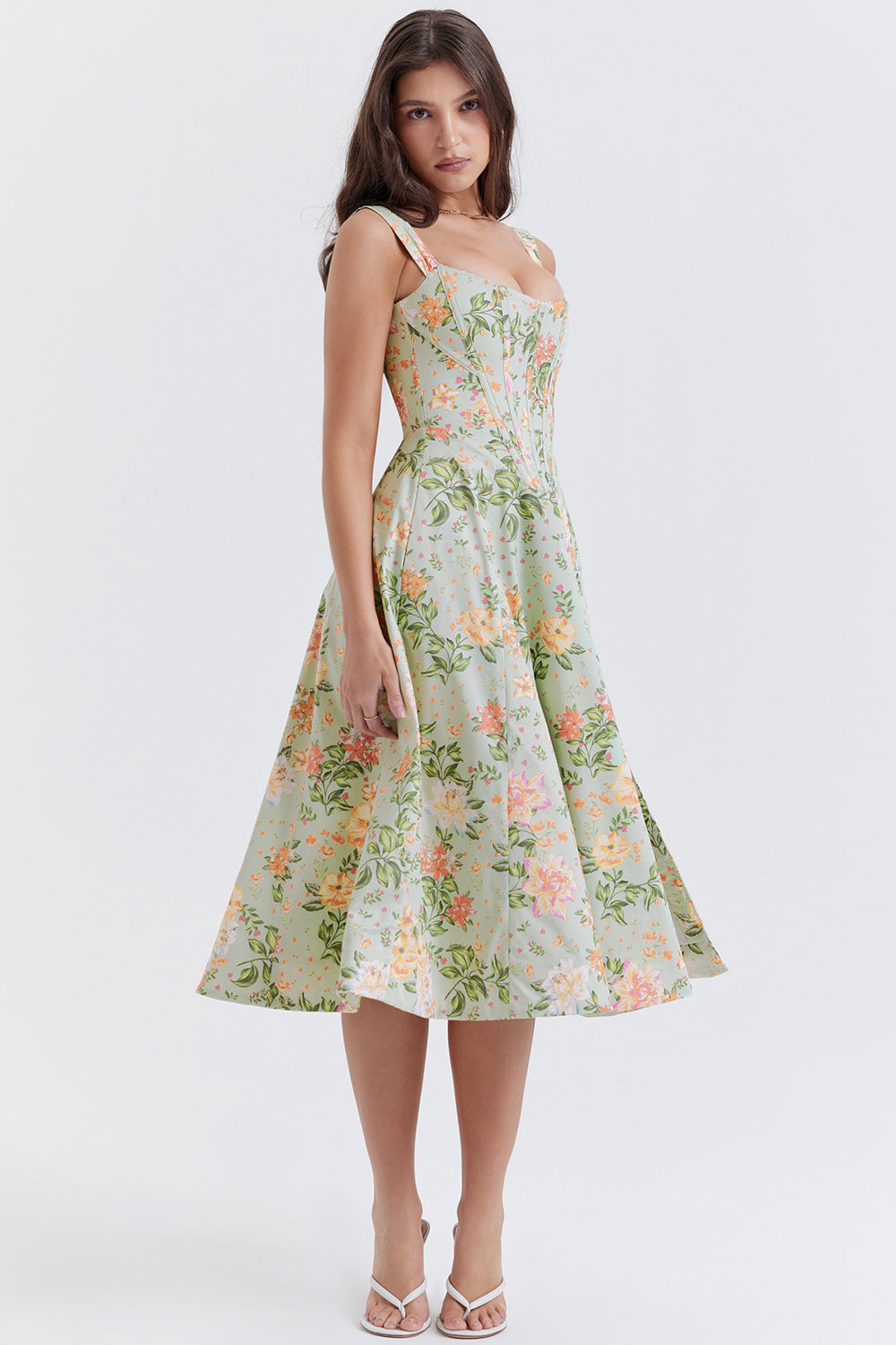 Jo | Zomerse Bloemen Midi Zonnejurk