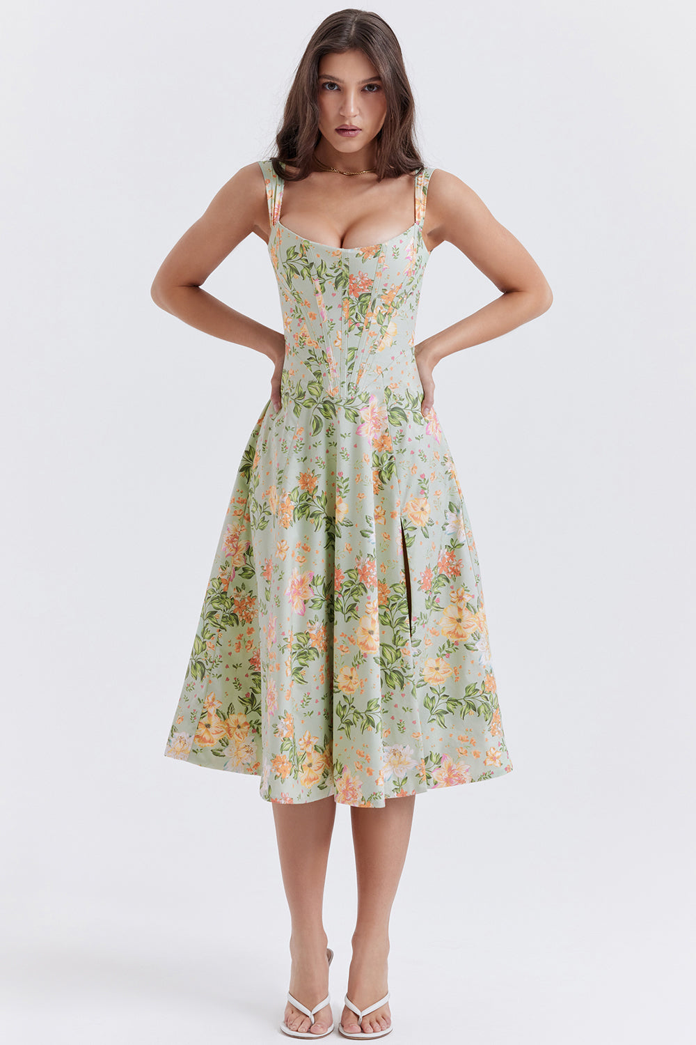 Jo | Zomerse Bloemen Midi Zonnejurk