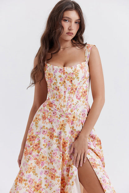 Jo | Zomerse Bloemen Midi Zonnejurk