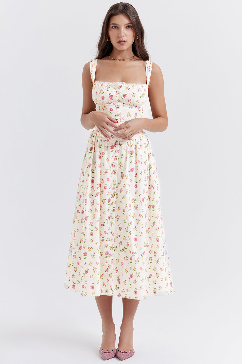 Jo | Zomerse Bloemen Midi Zonnejurk