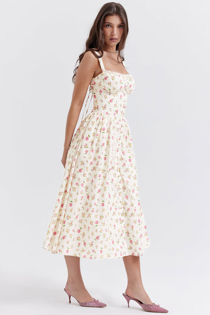Jo | Zomerse Bloemen Midi Zonnejurk