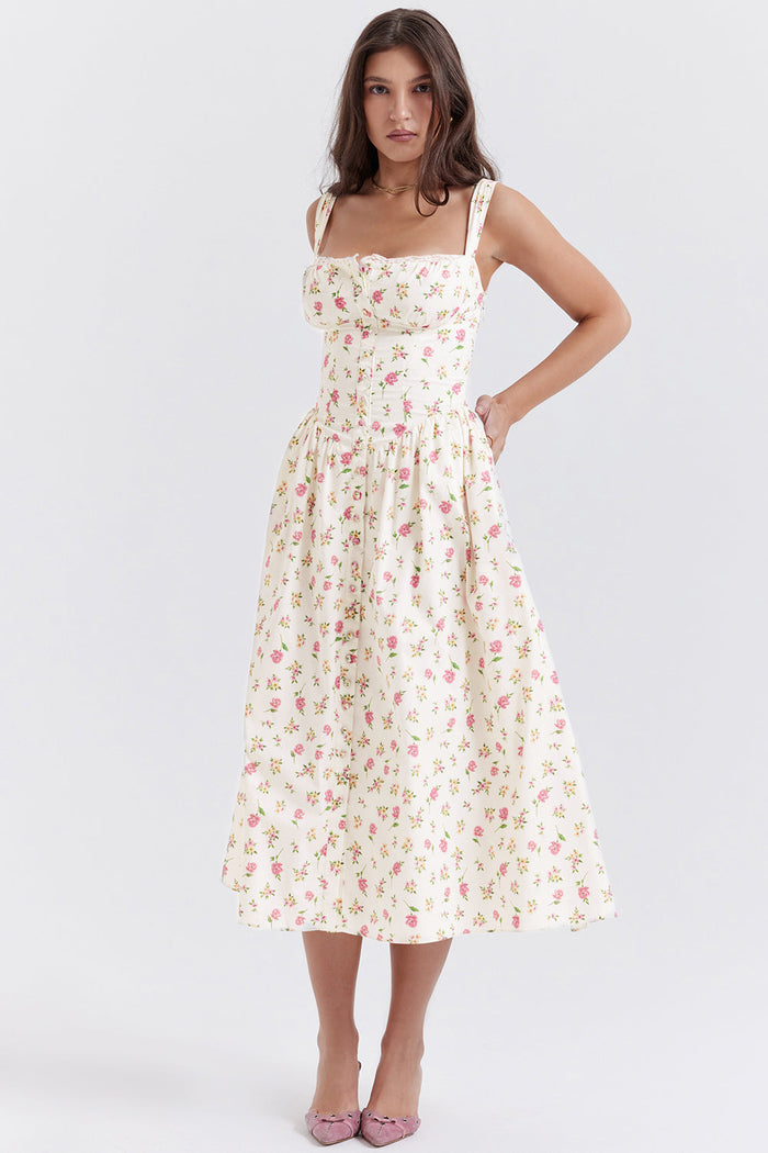 Jo | Zomerse Bloemen Midi Zonnejurk