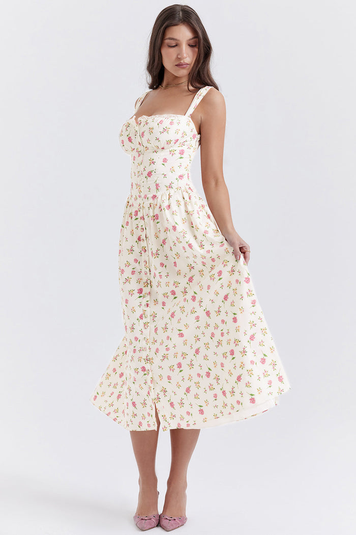 Jo | Zomerse Bloemen Midi Zonnejurk