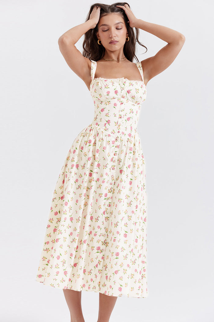 Jo | Zomerse Bloemen Midi Zonnejurk