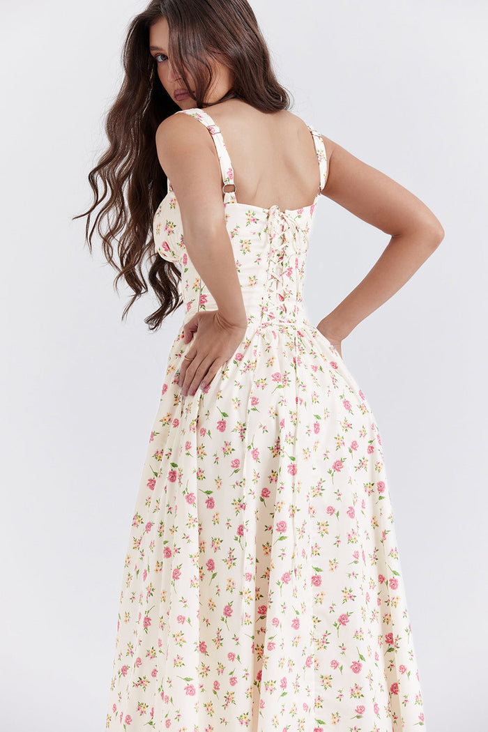 Jo | Zomerse Bloemen Midi Zonnejurk