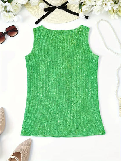 V-Hals Glitter Pailletten Top
