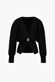 Dames Elegant Vest met Gouden Knopen – Zacht & Stijlvol