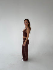 Dounia | Bruine High Waiste Flared Legging – Stretch & Comfort