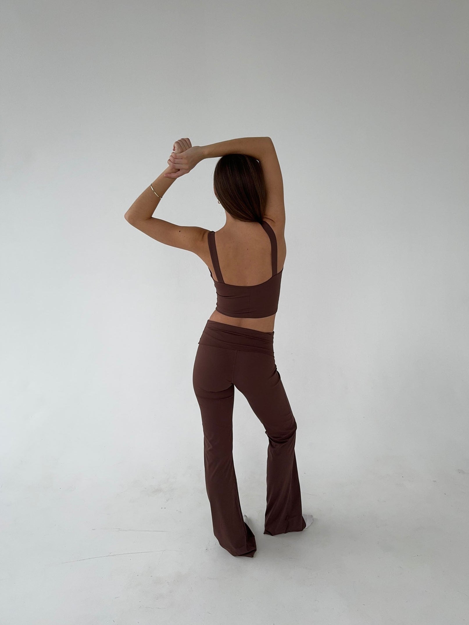 Dounia | Bruine High Waiste Flared Legging – Stretch & Comfort