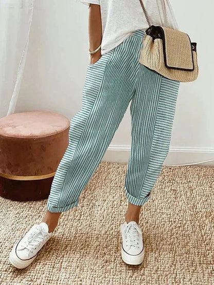 Luiza | Gestreepte Katoenen Dames Broek