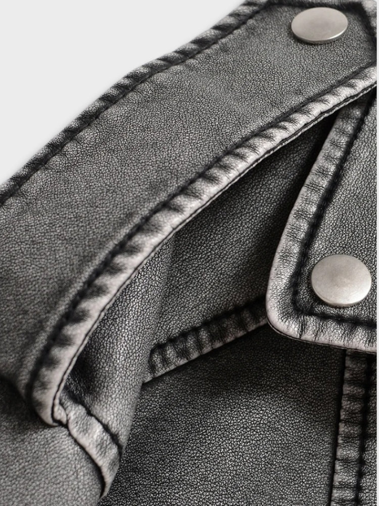 Charle | Grijze Vegan Leren Jas