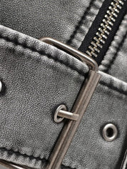 Charle | Grijze Vegan Leren Jas