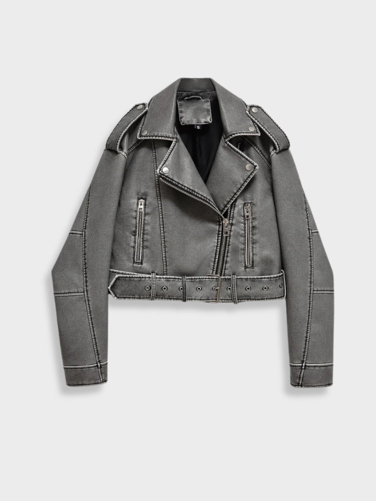 Charle | Grijze Vegan Leren Jas