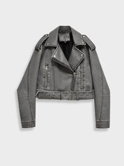 Charle | Grijze Vegan Leren Jas