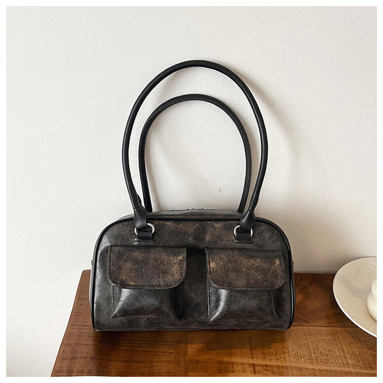 Vintage Look Schoudertas Dames – Vegan Leer, 27 cm
