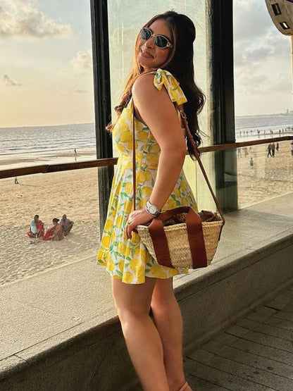 Lime | Zomerjurk Met Opvallende Limoen Print