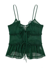 Verah | Camisole Top met Transparante Chiffonlaag – Elegant