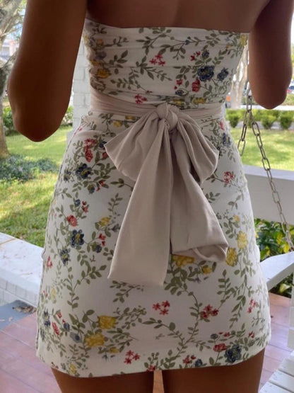 Robin | Strapless Dames Mini Jurk met Bloemenprint