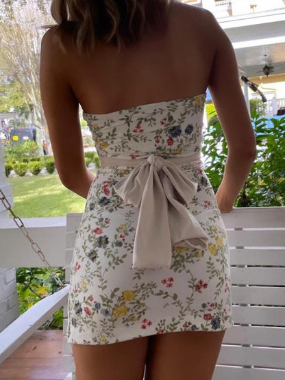 Robin | Strapless Dames Mini Jurk met Bloemenprint
