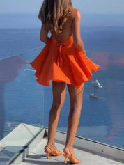 Estelle | A-lijn Zomerjurk met V-Hals en Open Rug – Mouwloos