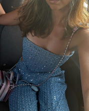 Bettina | Tweedelige Glitter Set – Strapless Top & Rechte Broek