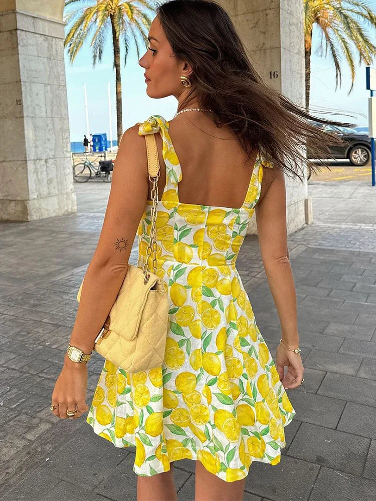 Lime | Zomerjurk Met Opvallende Limoen Print