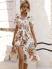 Mona | V-Hals midi Zomerjurk