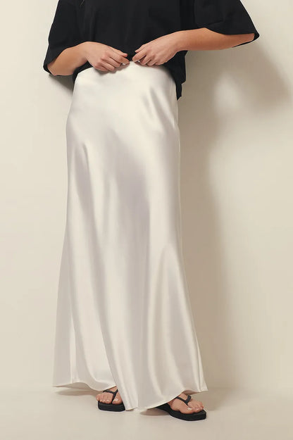 Evelia | Satijnen Maxi Rok A-Lijn voor Dames - Glanzend, Elegante en Lang