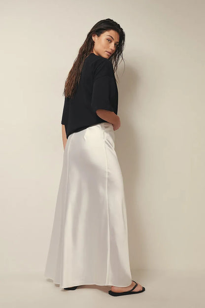 Evelia | Satijnen Maxi Rok A-Lijn voor Dames - Glanzend, Elegante en Lang