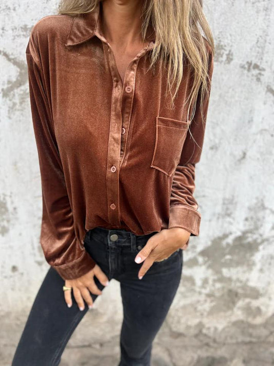 Cora | Elegante en Zachte Fluwelen Blouse