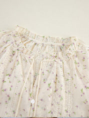 Geborduurde Kant Chiffon Blouse met Bloemen