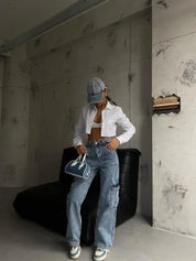 Felda | Cargo Jeans met Zakken – Low Rise - Straight Fit