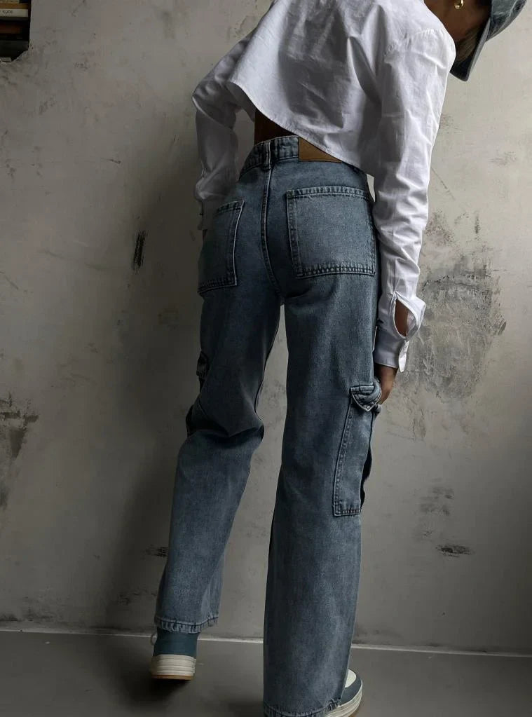 Felda | Cargo Jeans met Zakken – Low Rise - Straight Fit