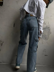 Felda | Cargo Jeans met Zakken – Low Rise - Straight Fit