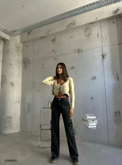 Felda | Cargo Jeans met Zakken – Low Rise - Straight Fit