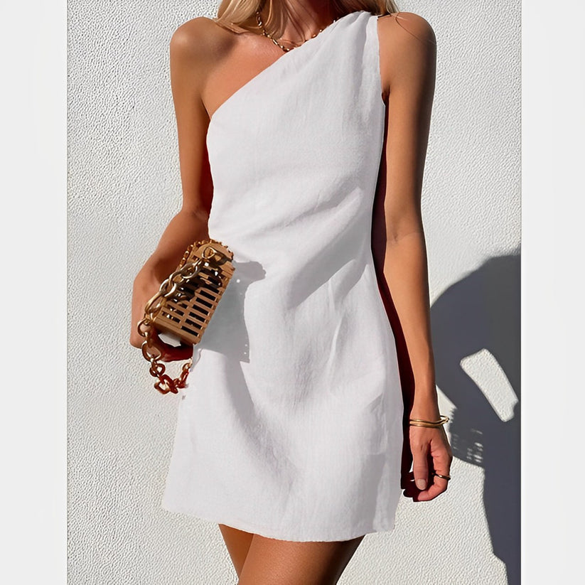 Solenne | One-Shoulder Mini Jurk