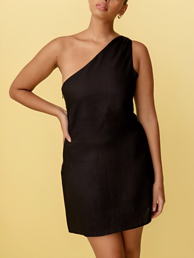 Solenne | One-Shoulder Mini Jurk