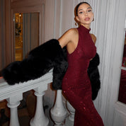 Antonella | Pailletten Maxi Jurk Rood – Elegant & Feestelijk