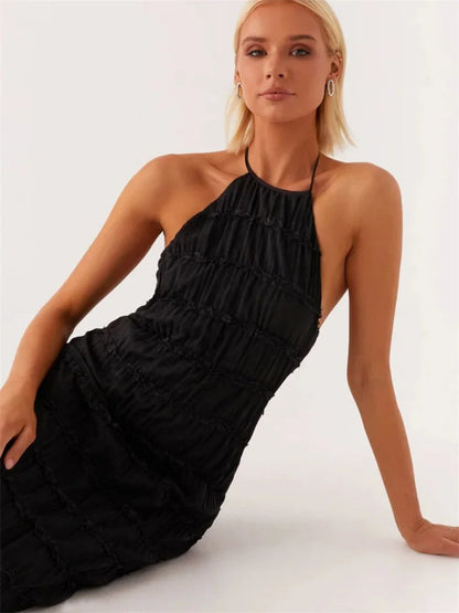 Elegante Halter Maxi-Jurk met Open Rug
