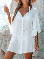 Eefje | Elegante Witte Strandjurk met Kanten Details