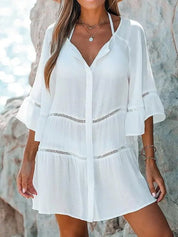 Eefje | Elegante Witte Strandjurk met Kanten Details