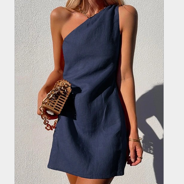 Solenne | One-Shoulder Mini Jurk