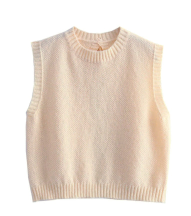 Marylou | Gebreide Beige Zomertop met Open Rug voor Dames