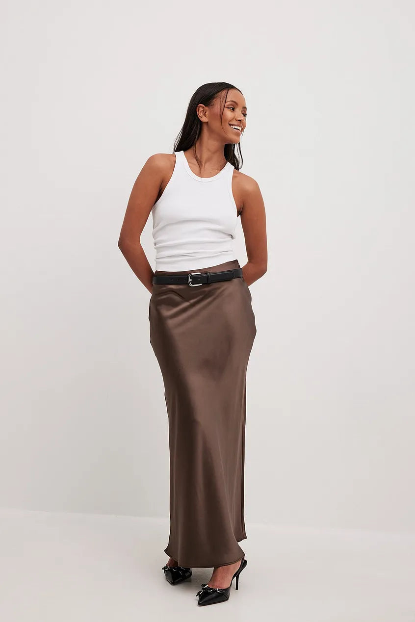 Evelia | Satijnen Maxi Rok A-Lijn voor Dames - Glanzend, Elegante en Lang